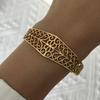 Stainless Steel Metal Starfish Shell Coral Bracelet For Women Gold Color Retro Flower Stripe Texture Cuff Bangle Party Jewelry