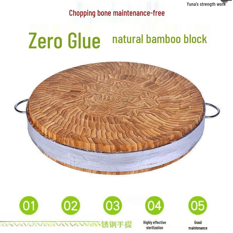Round Nan Bamboo Extra Thick Chopping Block: Mold-Proof, Heavy-Duty Cutting Board for Meat