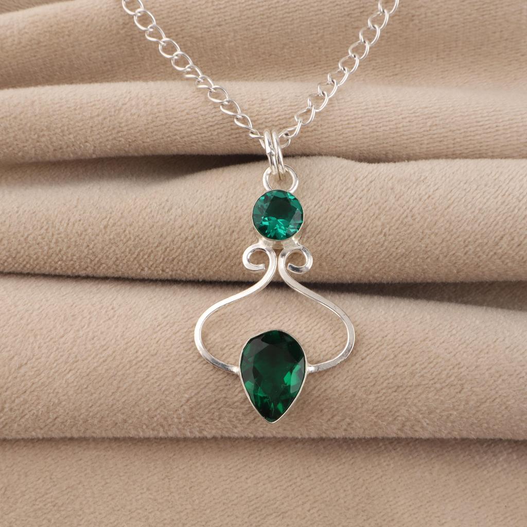 Chrome Diopside Gemstone 925 Sterling Silver Handcrafted Pretty Pendant 1.60" For Wedding Gift PP-13-9