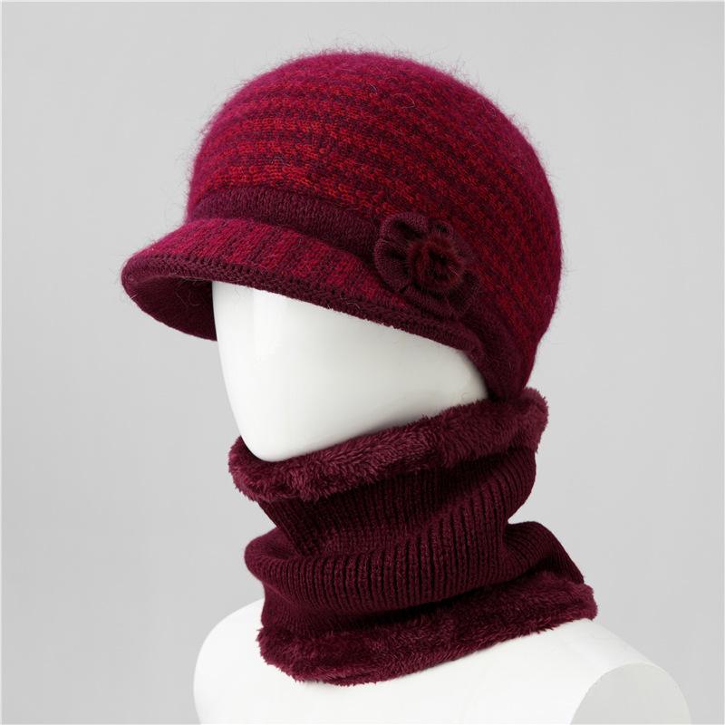 Autumn and winter hats Women's knitted hats Fleece warm wool hats Cold-proof cotton hats