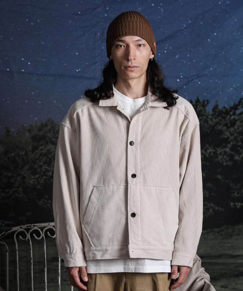 Stage Name 8W Corduroy Kangaroo Pocket Trucker Jacket_Cream Beige