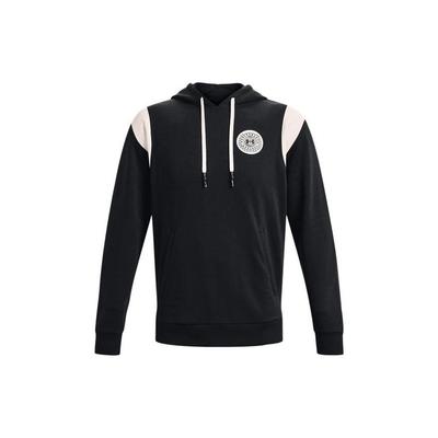 Under Armour Rival Logo Tištěná mikina s kapucí a stahovací šňůrkou Dlouhý rukáv Pánská mikina Černá 1373829-001