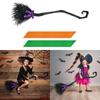 Halloween Party Witch Broom Plastic Broomsticks Kid Broom with Ribbons Props for Halloween Cosplay Costume Party Decor