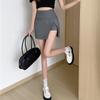 2024 Women's High Waist A-line Skirt with Irregular Slit & Built-in Shorts
