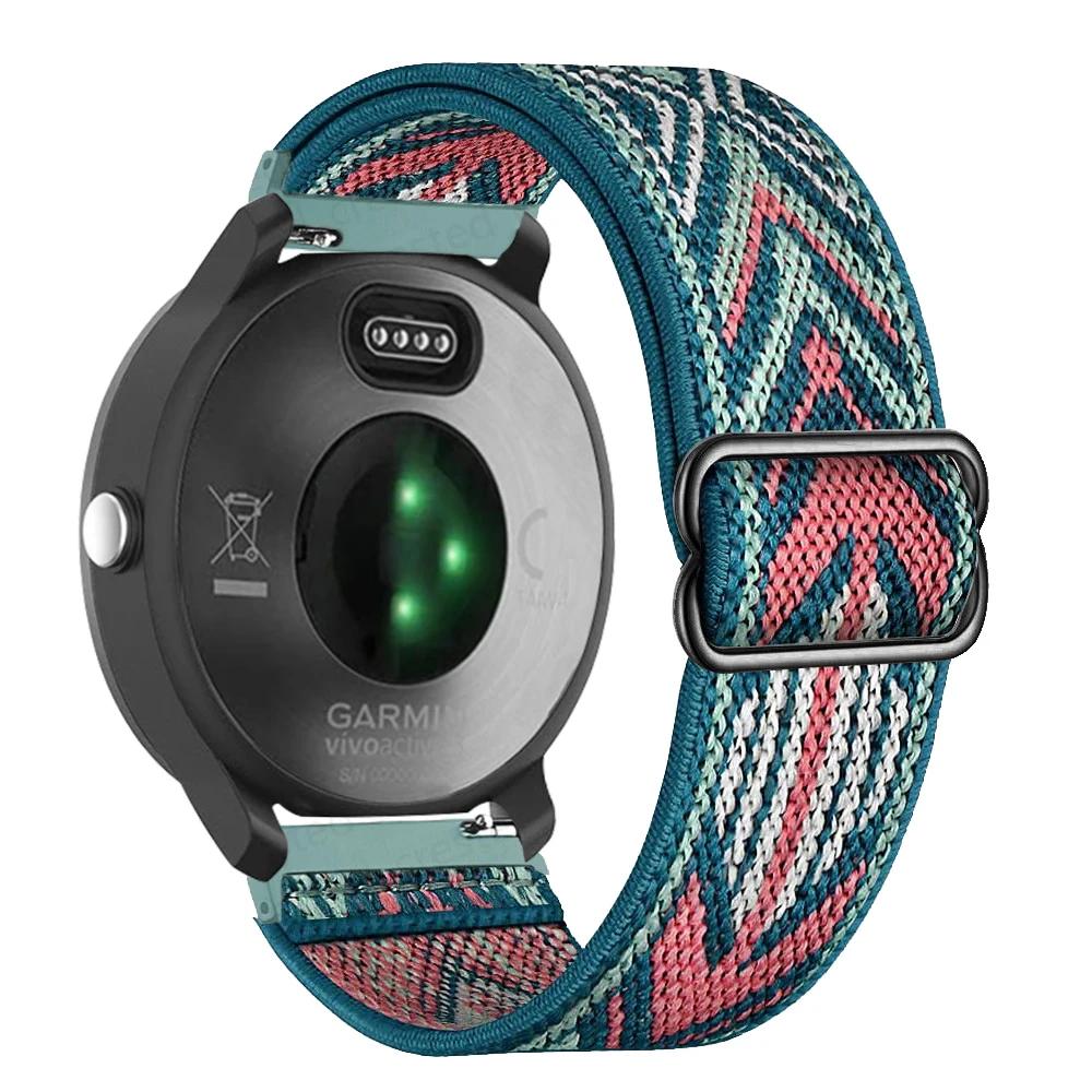 20mm 22mm Nylon Strap For Garmin Vivoactive 4 3 HR Band Watch Venu 2 SQ Forerunner 645 Elastic Wristband Bracelet Fenix 6 5 Pro