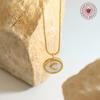 Women's Titanium Steel Jewelry Set: Crescent Moon Necklace, White Shell Earrings, and Non-Fading Bracelet.