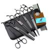 8.0 Black Pet Beauty Scissors Set, Flat Scissors, Curved Scissors, Tooth Scissors, Thin Scissors, Multi-Color 2 Teeth, 4 Fixed Logos.