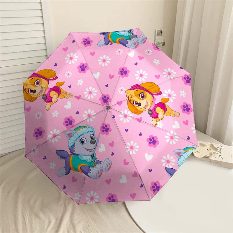 1PC Paw Prints Flowers Umbrella-8-Rib Reinforced, Automatic Open, Lightweight & Durable, Cute Fashion Accessory for Outdoor, Beach or Casual Use, Beac