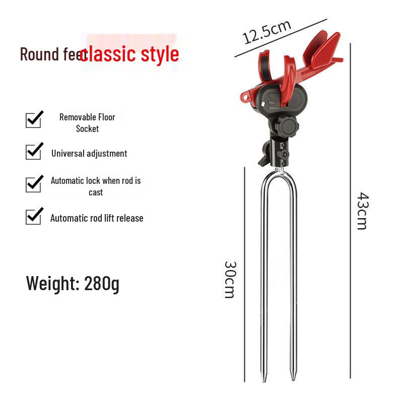 Universal Anti-shake Fishing Rod Holder with Self-locking Turret Bracket and Extended Ground Stake