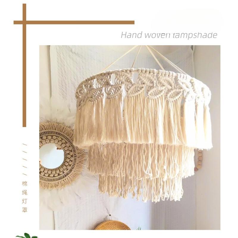 1Pc Bohemian Tapestry Lampshade Hand-woven Tassel, Home Chandelier Decoration Nordic Style