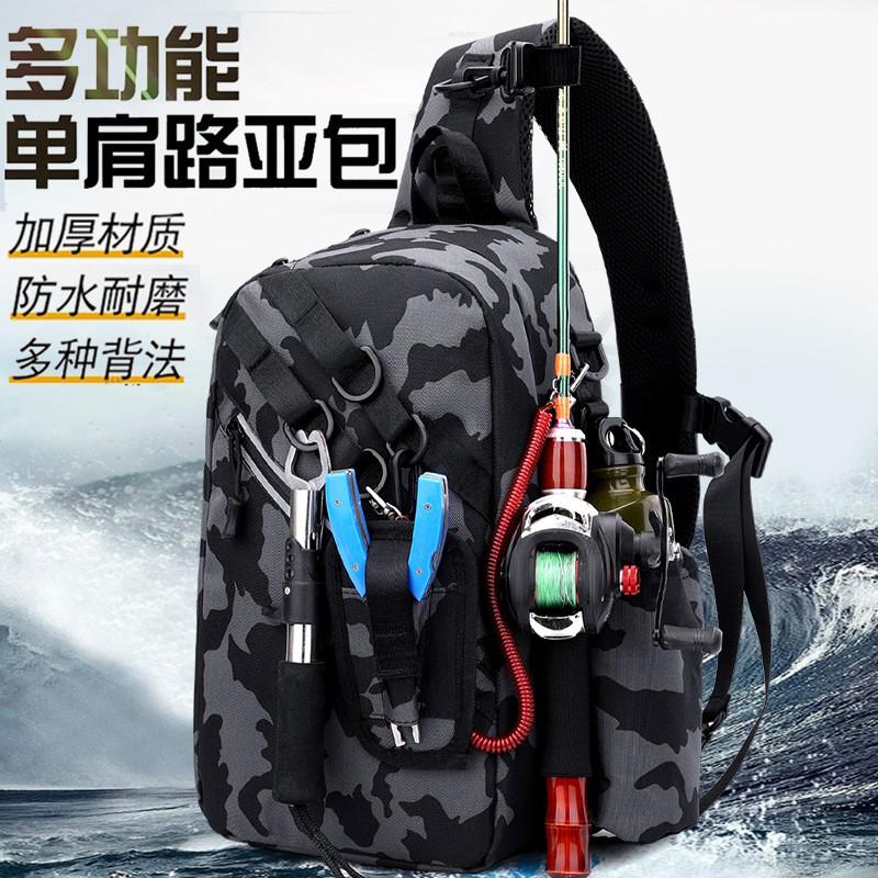 Multi-Functional Fishing Waist Pack With Rod Compartment Oxford Fabric Waterproof Tackle Storage Bag Lure