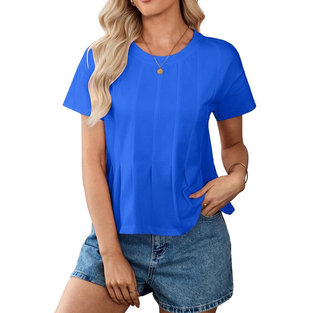 Women's Fashion Oversized Round Neck Short Sleeve T-Shirt Top
