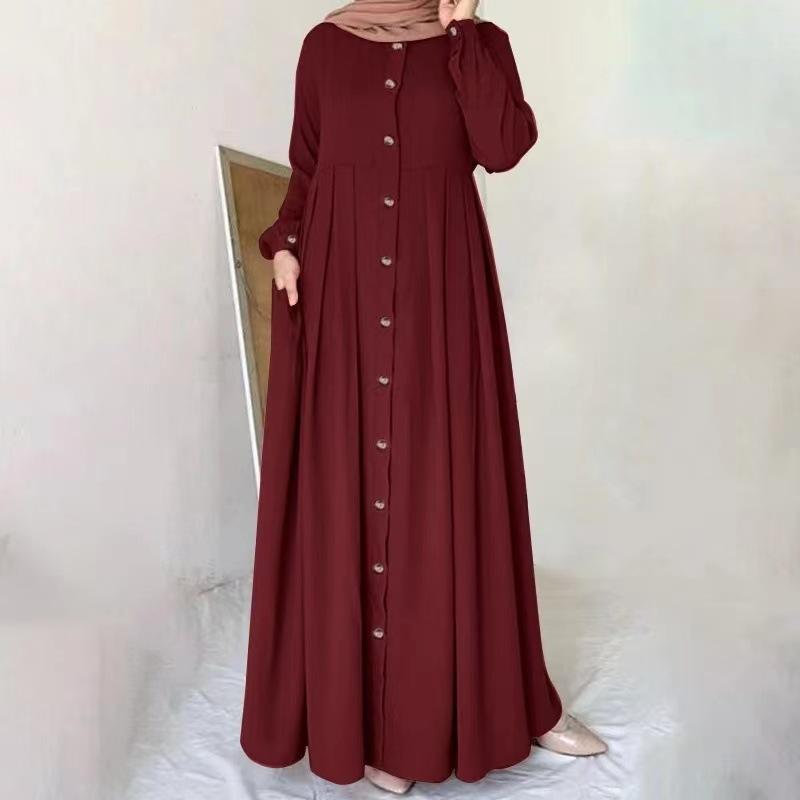 Rochie cămașă maxi tunică cu mânecă lungă Abaya Dubai pentru femei