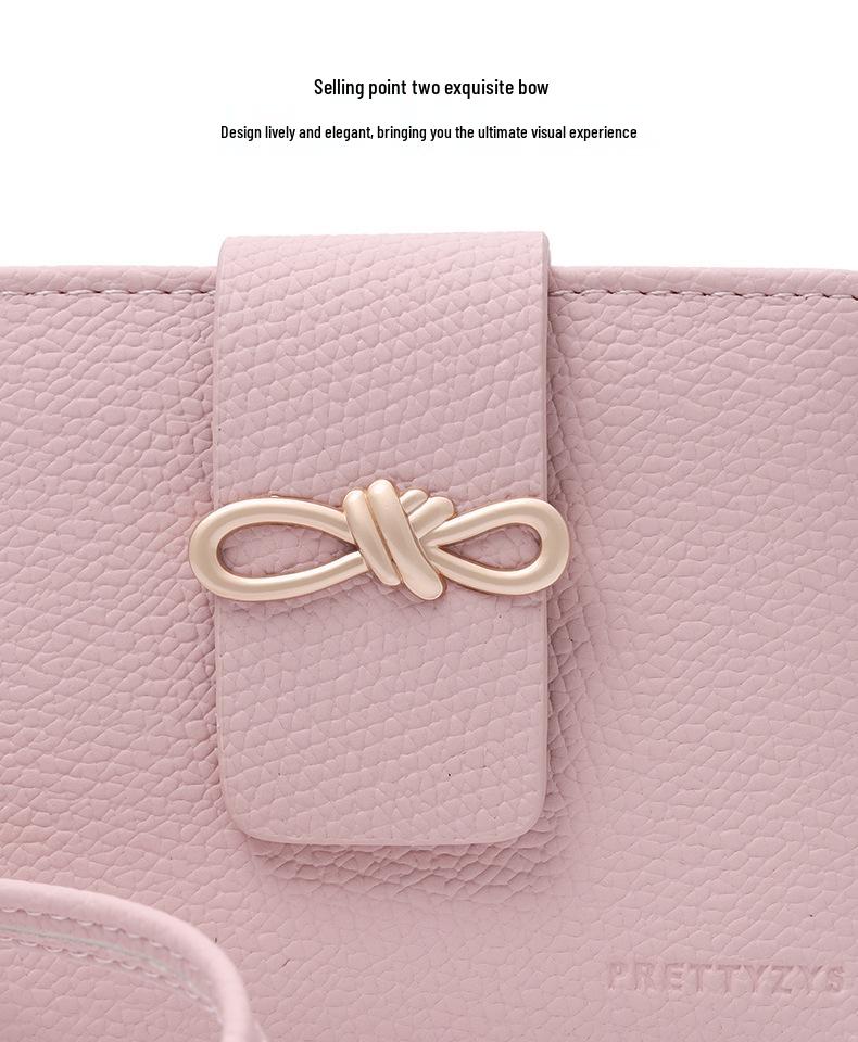 Korean Style Women's Bow Short Wallet Clutch with Zipper Wristlet
