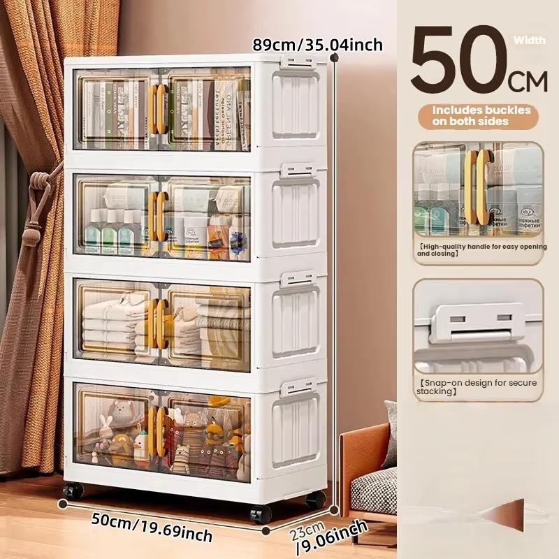 Double-door Living Room Storage Cabinet Folding Floor-standing Storage Box No Installation Required Simple Storage Cabinet