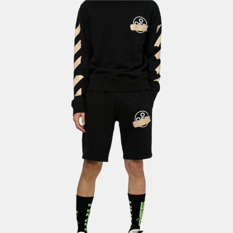 Off-White Tap Arrows Mens Logo Long Sleeve Round Neck Sweater Tape Men's OMBA025R20E300021048