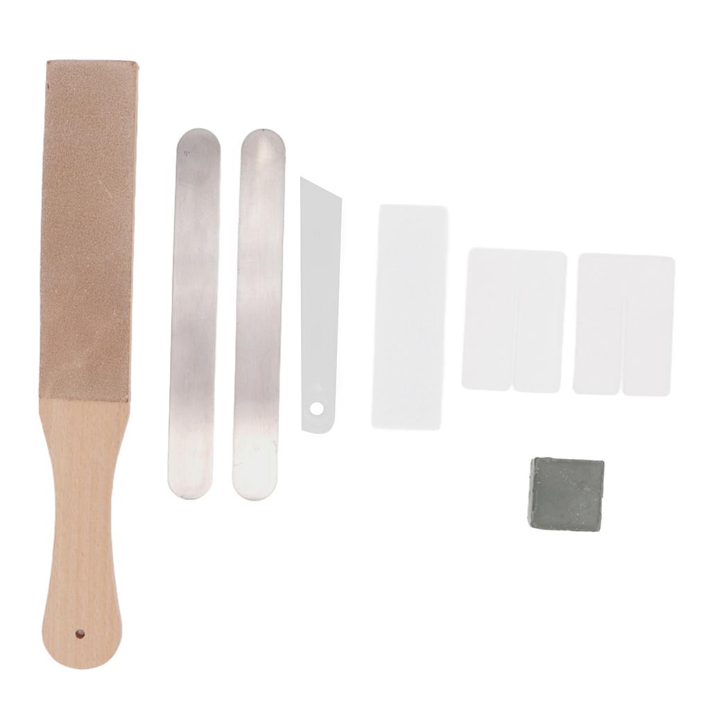 Leather Stropping Kit Complete Tools Double Sided Leather Paddle Honing Strop Set for   Leather Crafting Honing
