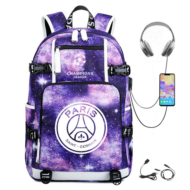 Football Peripheral Printing Usb Charging Port Leisure Travel Mountaineering Bag Large Capacity Go Out Portable Backpack