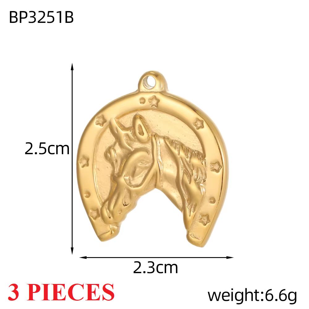 3PCS/LOT CARLIDANA Gold Plated Stainless Steel Charms, Flower Animal Heart Bow Pendants for DIY Necklace Jewelry Making