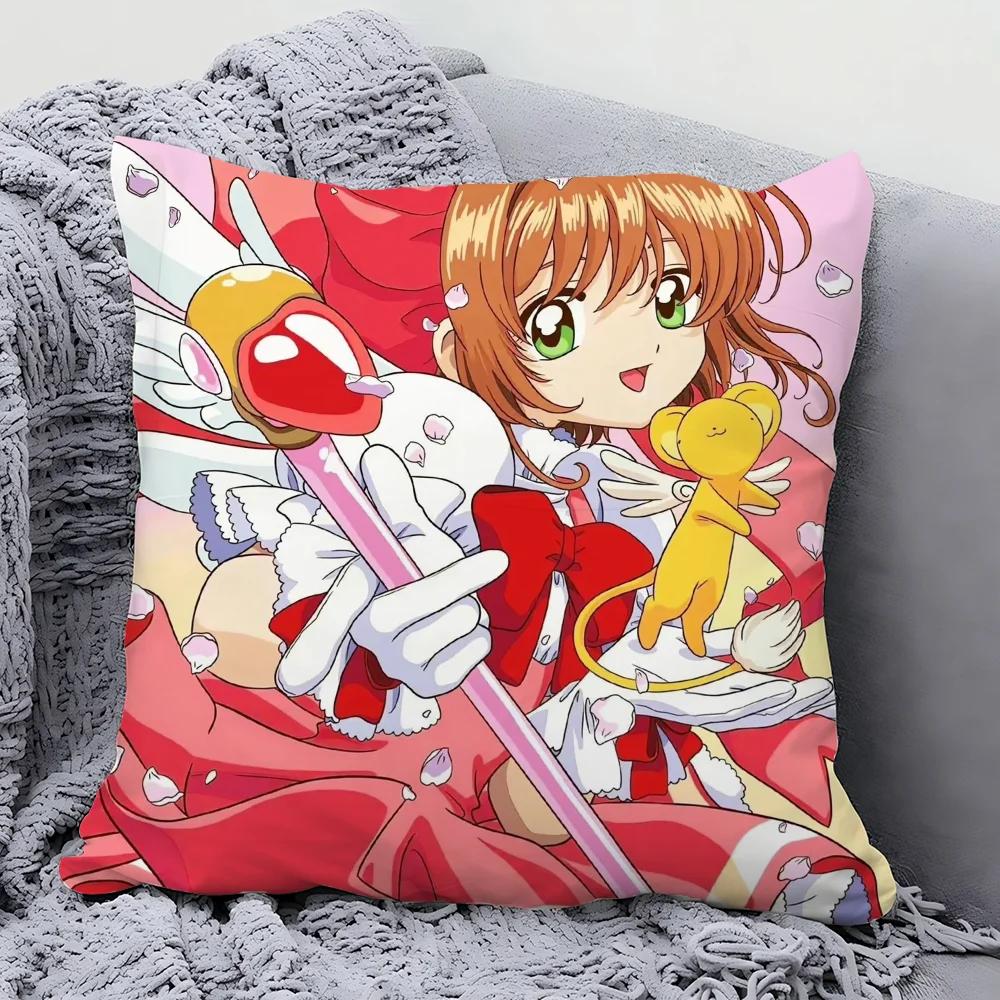 1pc C-Cardcaptor S-Sakura Magical Girl Manga Pillow Case Square Pillow Bedroom Sofa LeisureCar Living Room Home Decoration 40X40