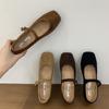 French Suede Ballet Flats Women's 2025 Spring and Autumn New Retro Square Head Casual Flat Mary Jane Single Shoes
