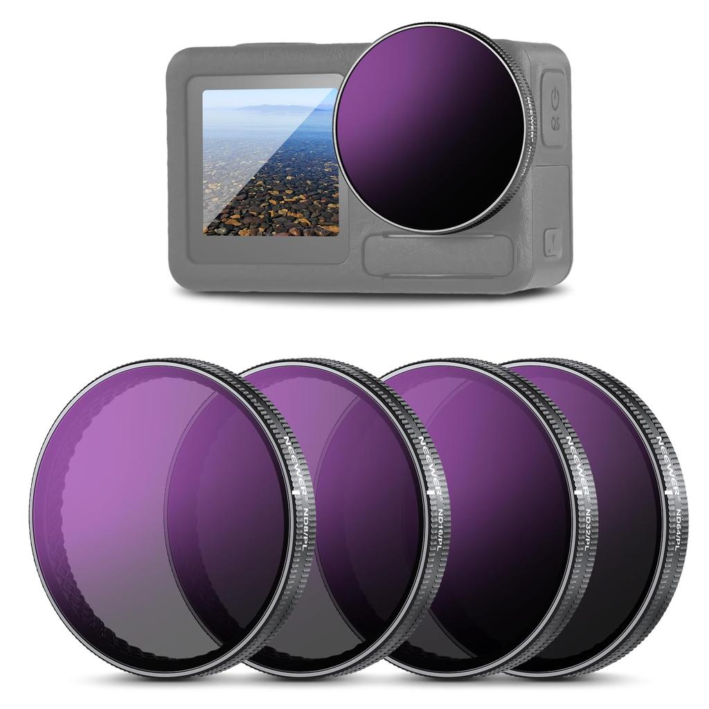 NEEWER ND/PL Filter Set Compatible with DJI Osmo Action 3/4/5 Pro Neutral Density Polarizing Action Camera Accessories