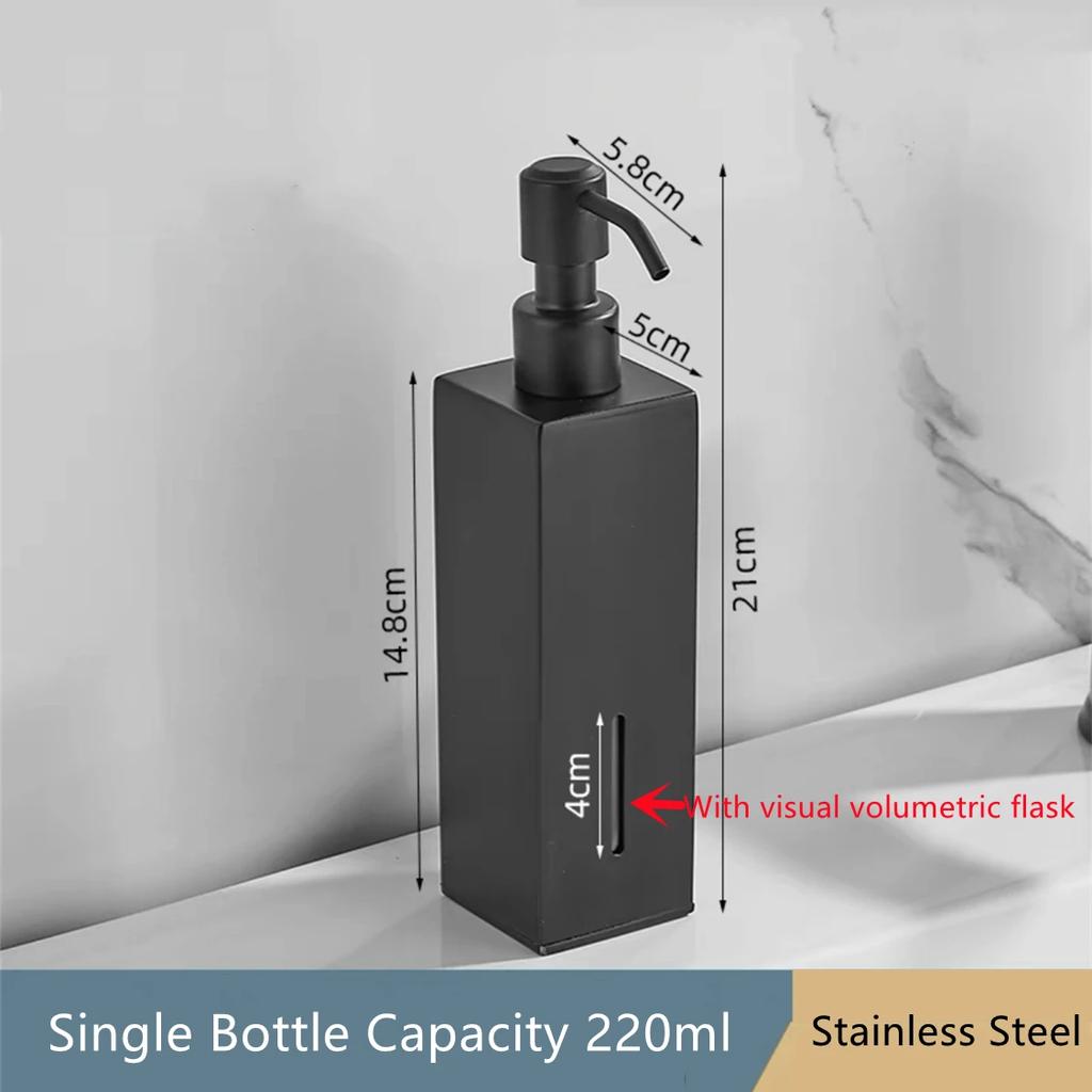 Schwarze Flüssigseifenspender Handpresse Metallpumpe Spender Wand Badezimmerzubehör Küche Edelstahl Lotionflasche