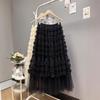 Spring 2026 Women's Irregular Layered Mesh Skirt: Long, Slimming Gauze Design, Heavy Work Detail.