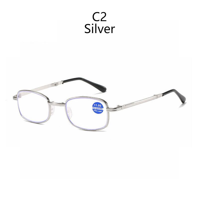 

Новые складные очки для чтения в металлической оправе для мужчин и женщин, защита от синего света, золотисто-серебристая оправа, линзы из поликарбоната, в кожаном футляре. +4.0