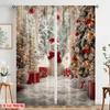 2pcs,2D Plane Printing Curtains Snowy Celebration Durable Polyester (without Rod) Holiday Perfect for Living Room & Office Decor