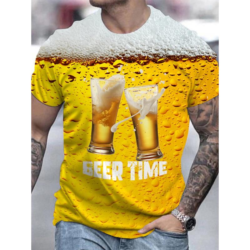 FashionMen's Crew Neck Short Sleeve 3D Casual Color PrintingCasual Short Sleeve Crew Neck T-Shirt