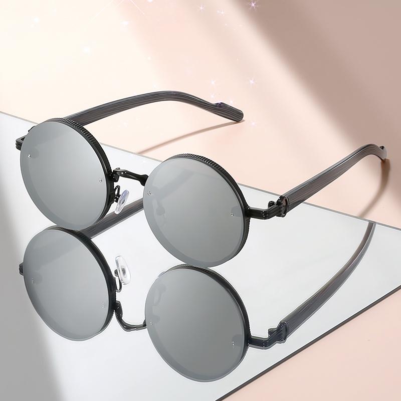 

Женские винтажные круглые модные очки с панк-металлической оправой и узором, похожим на черепаховый панцирь - декоративные линзы с синим оттенком