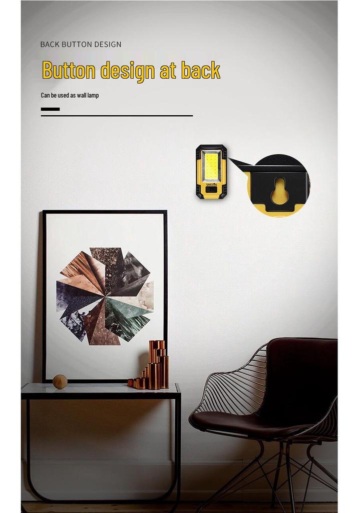 Rechargeable COB Magnetic Work Light - Multi-functional, High-Brightness Lamp for Car Repair and Camping.