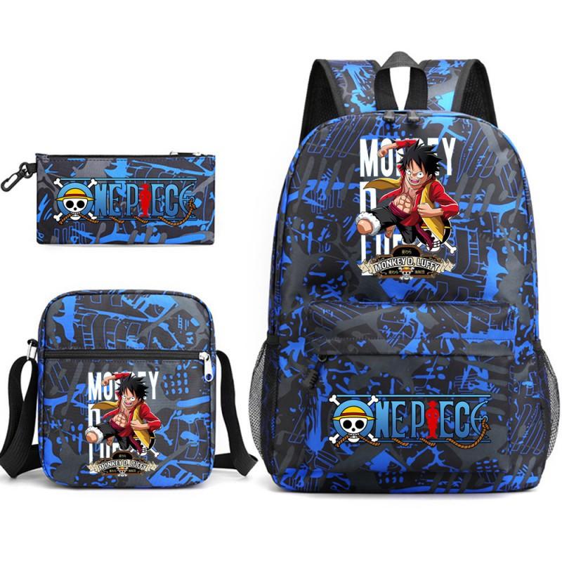 One Piece Anime Backpack Kids School Use Large Capacity Oxford Fabric Dual Shoulder Bag With Padded Straps