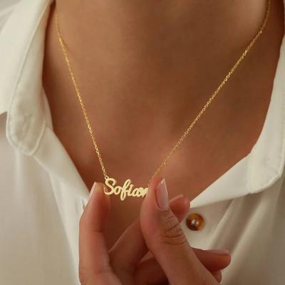 Custom Necklace for Women Personalised Cursive Letter Pendant Stainless Steel Jewelry Men Chain Choker Collar Personalizado