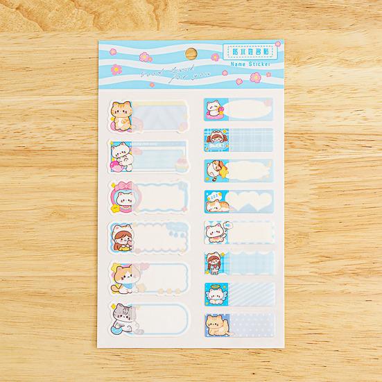 14Pcs Cartoon Animal Pattern Name Stickers Waterproof Tag Label Self-adhesive Scrapbook Decals School Stationery