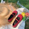 Fashion Women Single Shoe Spring New Red Flat Sole Mary Jane Shoe Leisure Comfortable Leather Square Toe Slip-on Shoes Zapatos Mujer