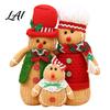 Knitted Fabric Holiday Decor Christmas Plush Gingerbread Man Figures with Hat Scarf Cute Stuffed Family Soft Textured Figurines of 3 Ornament