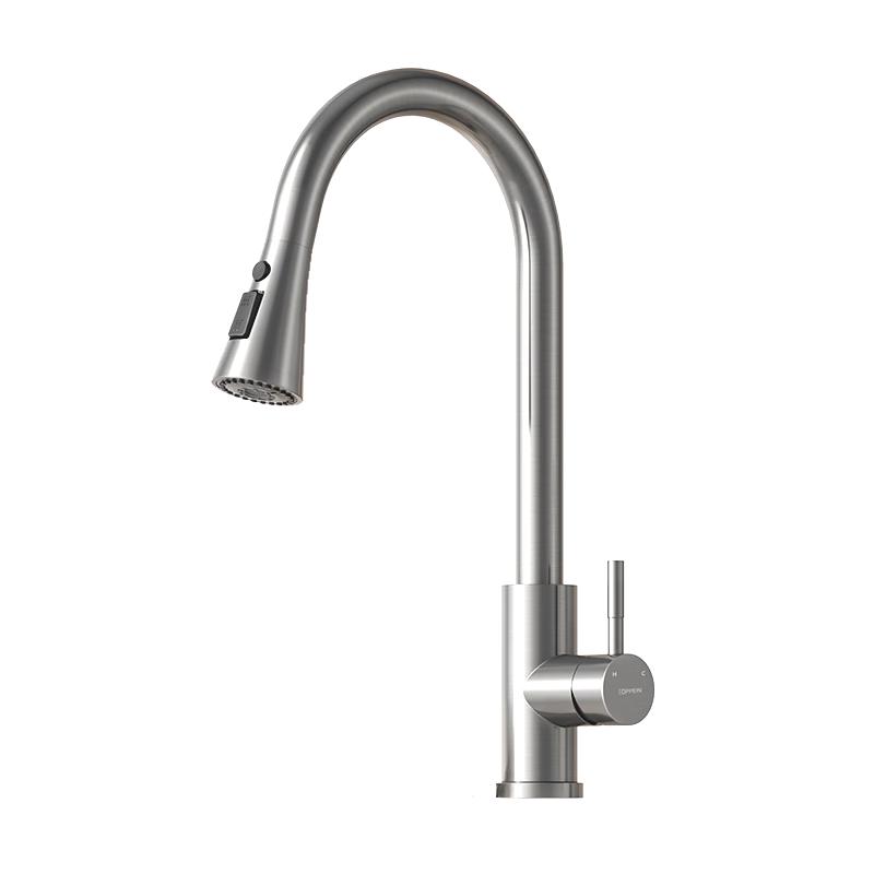 OPPEIN 304SS 3-Function Pull-Out Swivel Kitchen Faucet