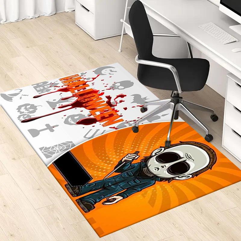 1pc Office Carpet Chair Mats Halloween Horror Icons Perfect for Office Chairs, Living Rooms, Or Bedrooms,Polyester Carpet.HDT166