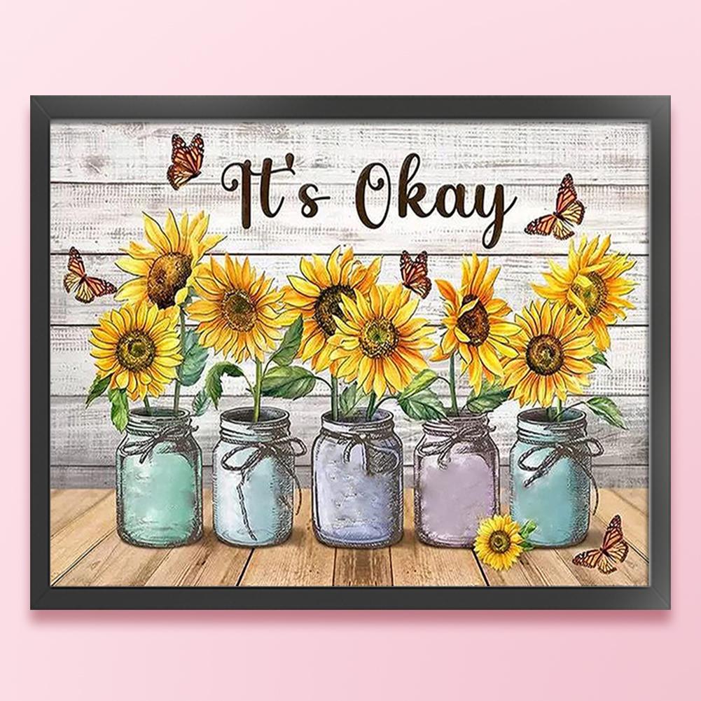 Sunflower Printed Cross Stitch Kit 50x40cm DIY 11CT Embroidery Craft Set Decor