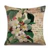 Linen Pillowcase American Rustic Rose Sofa Cushion Cover Retro Style Car Home Soft Decoration