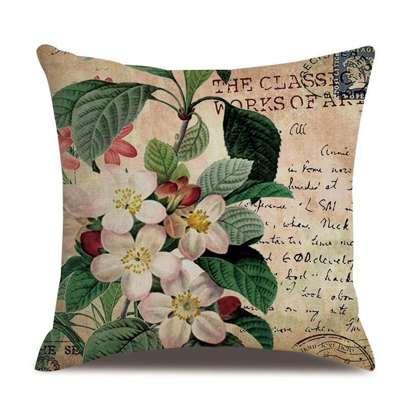 Linen Pillowcase American Rustic Rose Sofa Cushion Cover Retro Style Car Home Soft Decoration