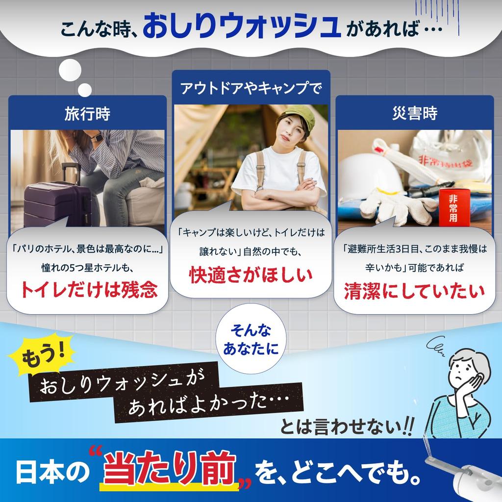 Splash Pure Portable Shower Includes Storage Bag and Water Bottle High Water Travel and Disaster Preparedness Item Toilet, Electric, USB-C