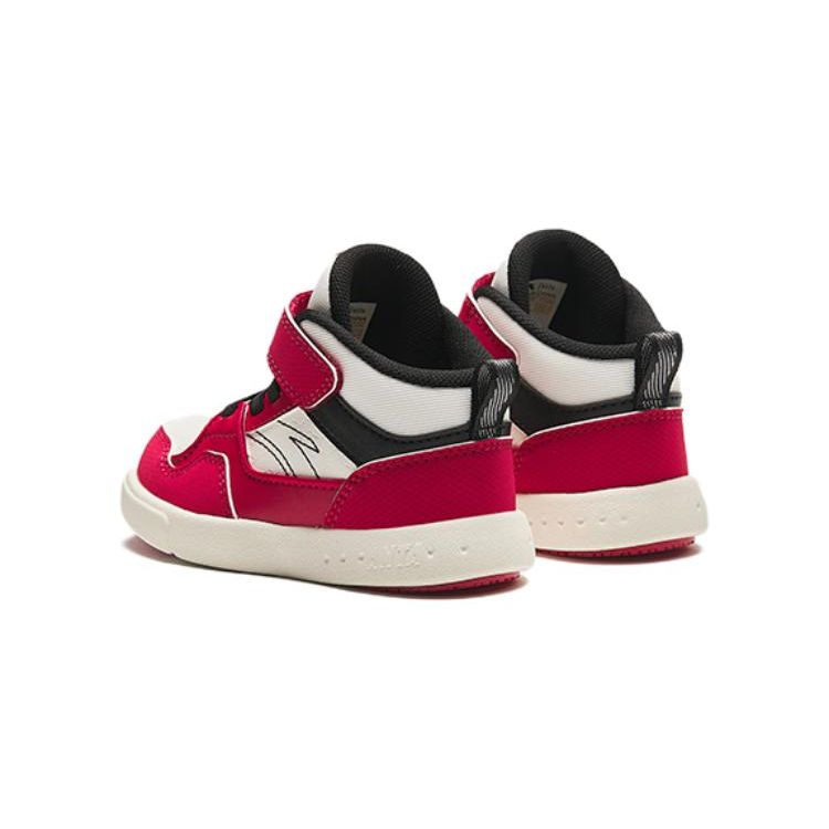 Anta Kids Comfortable Daily Non-Slip Wear-Resistant High-Top Walking Shoes Baby Shoes White Red Black A312410007-1