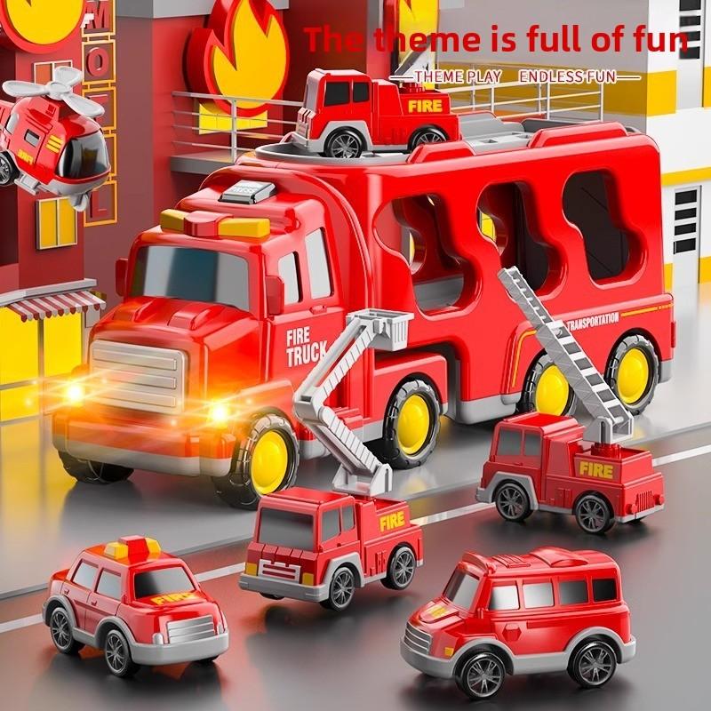 Fire Vehicle Toy Set With Flashing Lights And Music For Kids Playroom