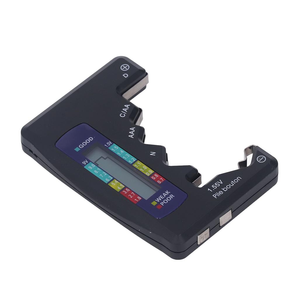 Digital Battery Tester ABS LCD Screen Button Cell Battery Checker for 1.5V 9V Metering