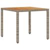 Garden Table with Acacia Wood Top Grey 90 x 90 x 75 cm Poly Rattan