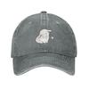 Cute White Bunny Baseball Cap Washed Cotton Distressed Adult Casual Sun Protection Adjustable Hat