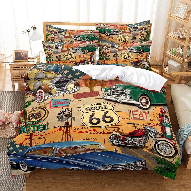 

Cozy Breathable King Racing Pattern Youth Fashion Boy Sets Children s Bedroom Bed Quilt Comforter Comforter (quilt)-EU Single(135*200cm)3pcs